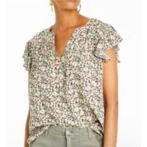 Knox Rose Blouse Top Women XS V neck Ruffle short sleeve